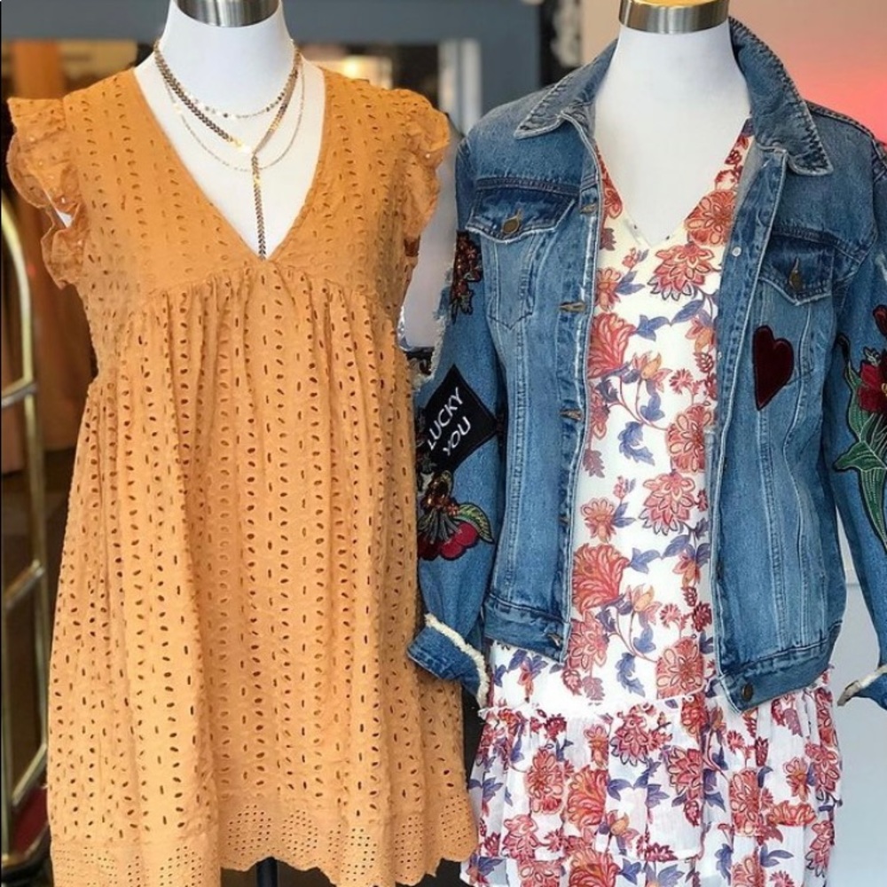 Mustard Seed Eyelet Romper - Honey